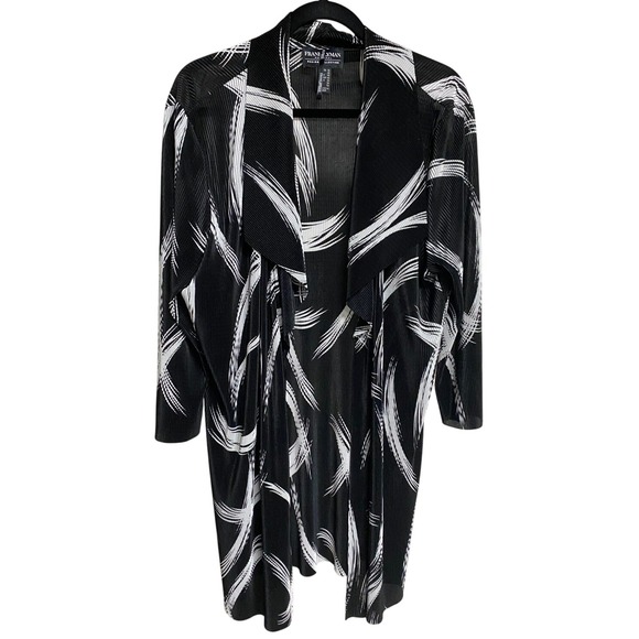 Frank Lyman Design Other - Frank Lyman Black White Abstract Pleated Kimono Cardigan Jacket Women Size 18